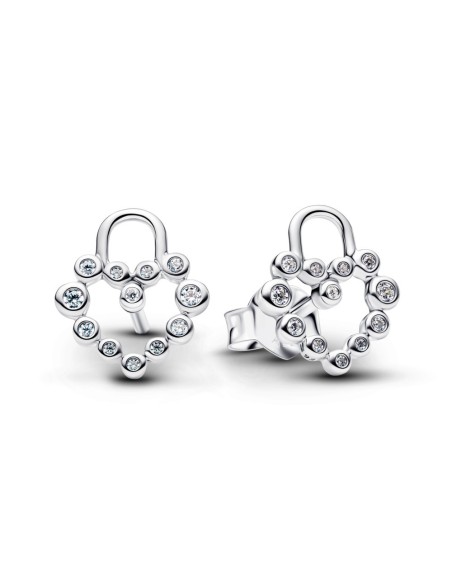 Pendientes Pandora Moments Sparkling Heart Padlock en plata 925 con circonitas – 294419C01