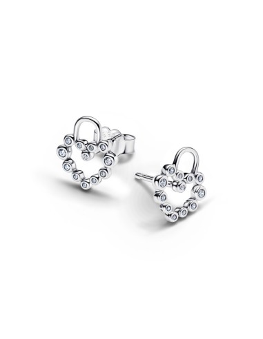 Pendientes Pandora Moments Sparkling Heart Padlock en plata 925 con circonitas – 294419C01