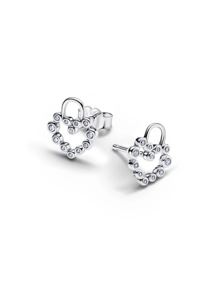 Pendientes Pandora Moments Sparkling Heart Padlock en plata 925 con circonitas – 294419C01