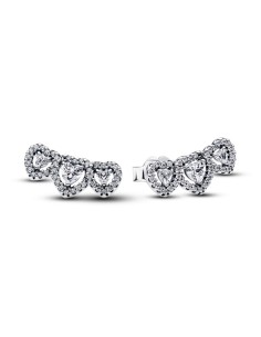 Pendientes Pandora Triple Halo Heart en plata 925 con corazones brillantes – 294411C01