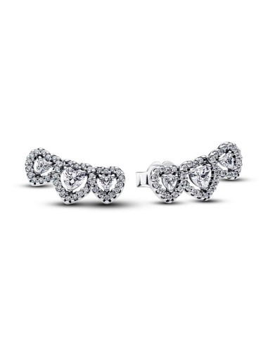 Pendientes Pandora Triple Halo Heart en plata 925 con corazones brillantes – 294411C01