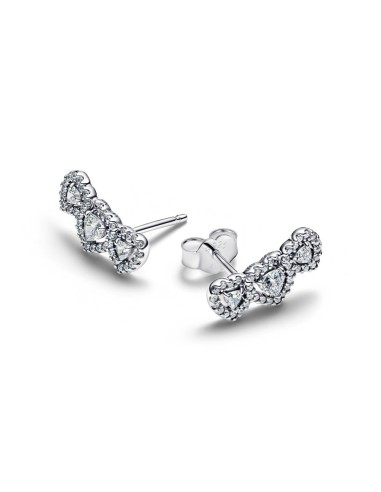 Pendientes Pandora Triple Halo Heart en plata 925 con corazones brillantes – 294411C01
