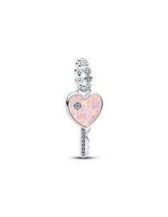 Charm Pandora corazón‑llave opalescente en plata 925 con ópalo rosa – 794427C01