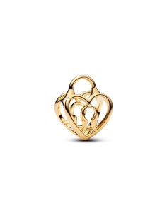 Charm Pandora corazón‑candado con baño de oro de 14 k – 764358C00