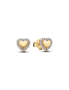 Pendientes Pandora Halo Corazón con recubrimiento Oro 14 k – 264363C01