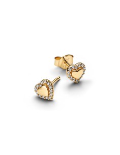 Pendientes Pandora Halo Corazón con recubrimiento Oro 14 k – 264363C01 2
