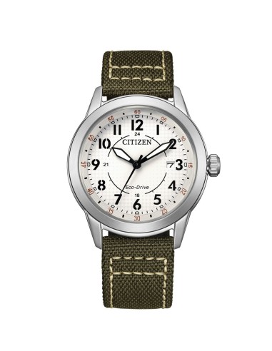 Reloj Citizen AW1870‑08A Eco‑Drive Hombre 40 mm Acero Nylon Blanco