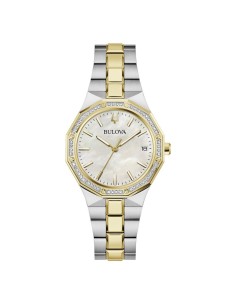 Reloj Bulova 98R299 Mujer – Classic Octogon Lady Diamantes, Acero Bicolor y Esfera Madreperla