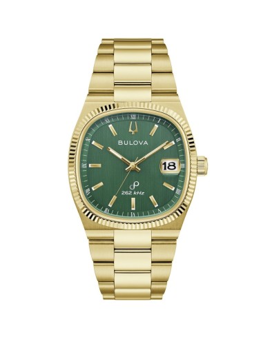Reloj Bulova 97B237 Super Seville Precisionist – Cuarzo Alta Precisión 262 kHz Oro y Esfera Verde