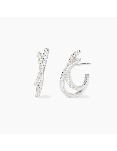 Pendientes de plata con circonitas blancas | Diseño elegante para mujer