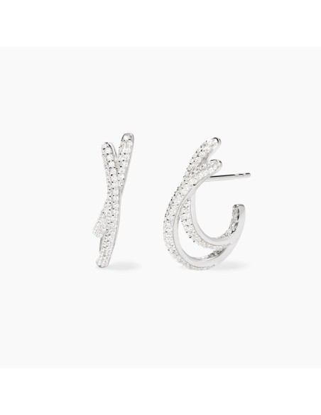Pendientes de plata con circonitas blancas | Diseño elegante para mujer
