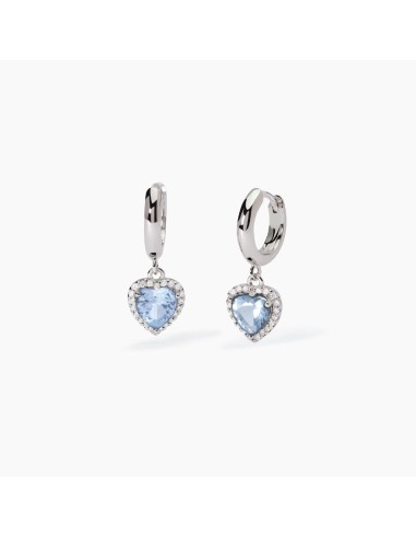 Pendientes de plata con circonitas corazón azul | Diseño romántico y elegante