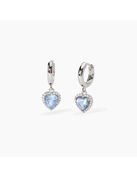 Pendientes de plata con circonitas corazón azul | Diseño romántico y elegante