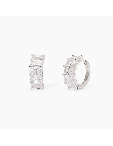 Pendientes de plata con grandes circonitas | Aros sofisticados para mujer