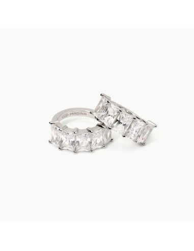 Pendientes de plata con grandes circonitas | Aros sofisticados para mujer