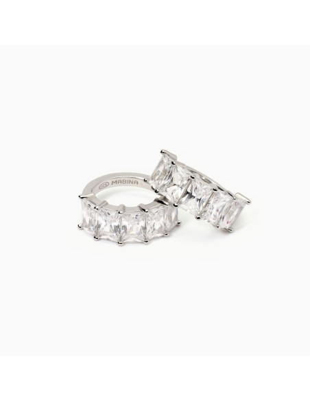 Pendientes de plata con grandes circonitas | Aros sofisticados para mujer