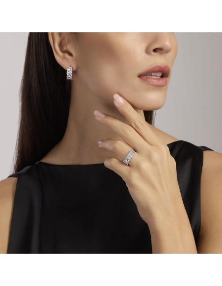 Pendientes de plata con grandes circonitas | Aros sofisticados para mujer