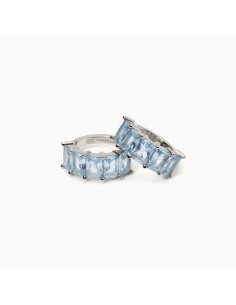 Pendientes de plata con circonitas azules | Aros con piedras rectangulares 2