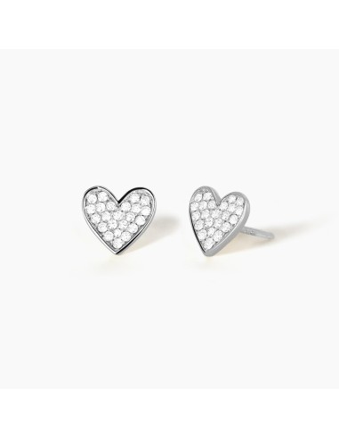 Pendientes de plata en forma de corazón con circonitas | Diseño discreto y brillante