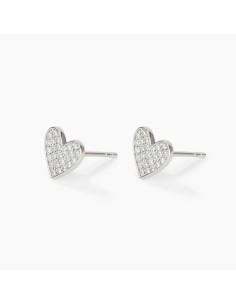 Pendientes de plata en forma de corazón con circonitas | Diseño discreto y brillante 2