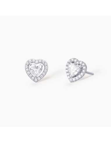 Pendientes corazón de plata con circonita central | Diseño brillante y femenino