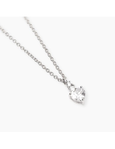 Colgante de plata con circonita en forma de corazón | Collar delicado y brillante