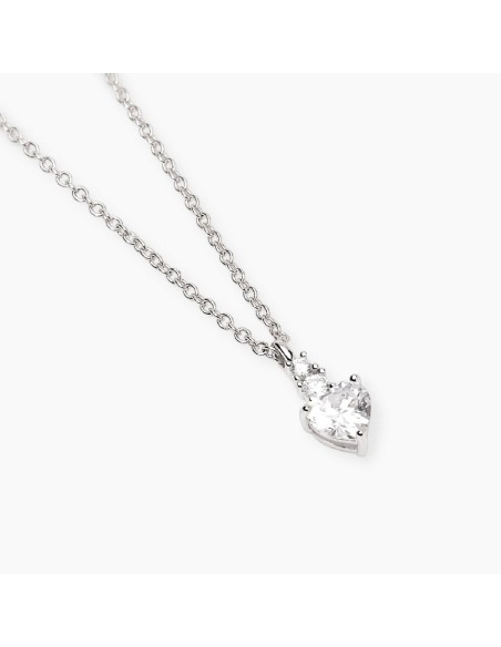 Colgante de plata con circonita en forma de corazón | Collar delicado y brillante