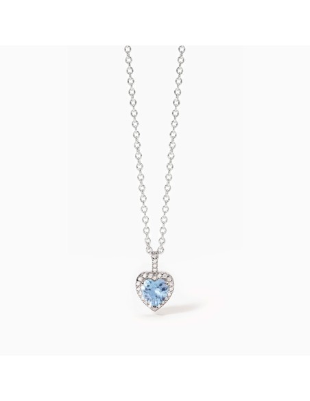 Colgante de plata con corazón azul y circonitas | Collar elegante para mujer