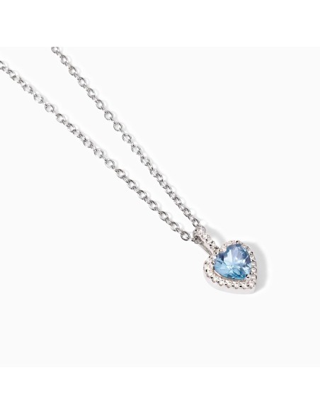 Colgante de plata con corazón azul y circonitas | Collar elegante para mujer