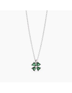Colgante de plata trébol de cuatro hojas con piedras verdes | Collar con diseño simbólico