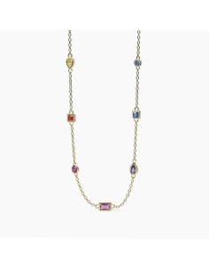 Collar chapado en oro con piedras multicolor | Diseño geométrico moderno