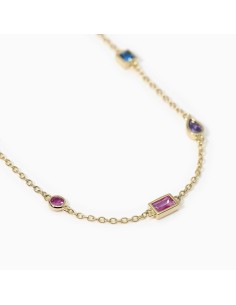 Collar chapado en oro con piedras multicolor | Diseño geométrico moderno 2