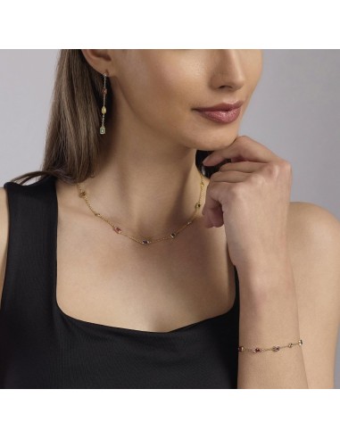 Collar chapado en oro con piedras multicolor | Diseño geométrico moderno