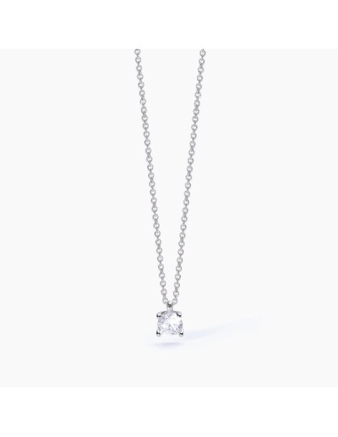 Colgante de plata con circonita blanca | Collar solitario minimalista