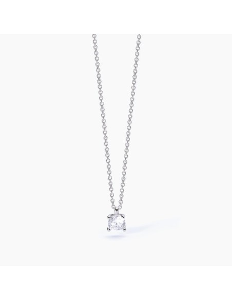 Colgante de plata con circonita blanca | Collar solitario minimalista