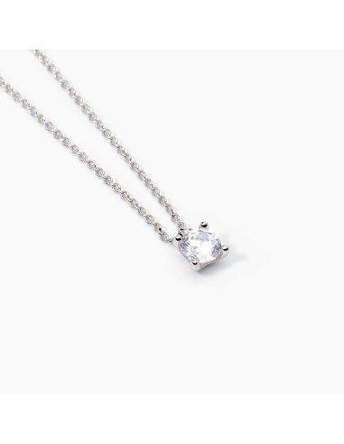 Colgante de plata con circonita blanca | Collar solitario minimalista