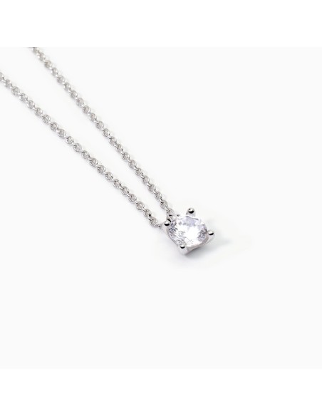 Colgante de plata con circonita blanca | Collar solitario minimalista