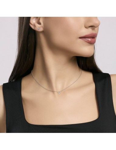 Colgante de plata con circonita blanca | Collar solitario minimalista