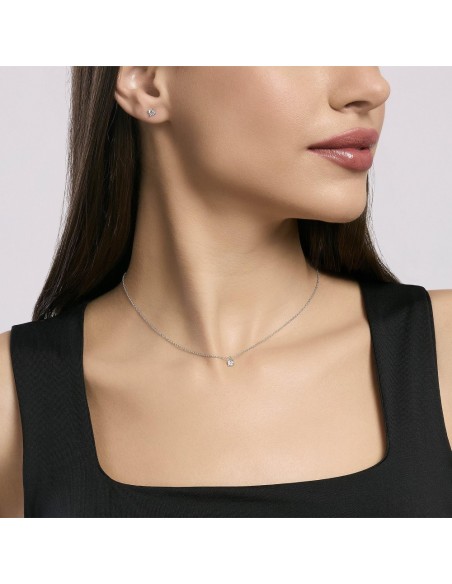 Colgante de plata con circonita blanca | Collar solitario minimalista