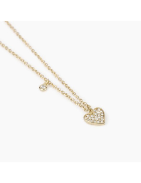 Collar corazón chapado en oro con circonitas | Diseño romántico y moderno