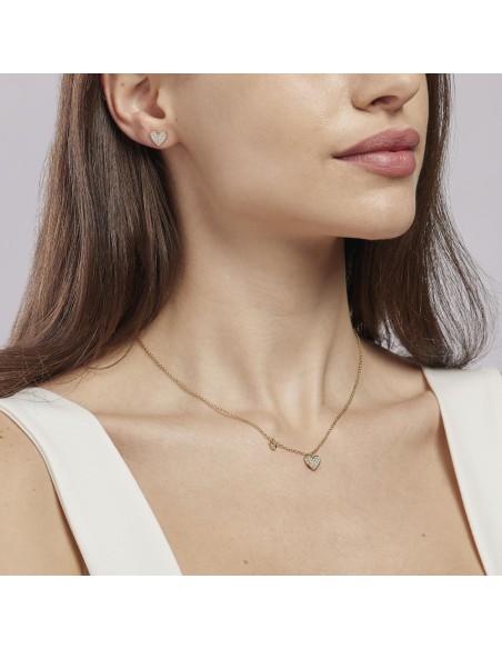 Collar corazón chapado en oro con circonitas | Diseño romántico y moderno