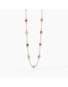 Collar oro rosa con circonitas multicolor | Diseño fino y actual