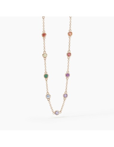 Collar oro rosa con circonitas multicolor | Diseño fino y actual