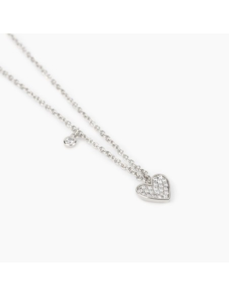 Collar de plata con colgante corazón y circonitas | Diseño elegante y romántico