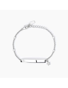 Pulsera de Plata con Placa y Estrella de Circonitas – Pulsera Plata Mujer