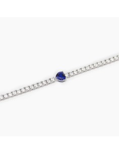 Pulsera Tennis de Plata con Corazón Azul y Circonitas Blancas – Pulsera Plata 925 Mujer 2