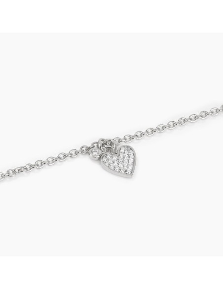 Pulsera de Plata con Colgante de Corazón y Circonitas Blancas – Pulsera Plata 925 Mujer