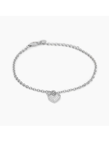 Pulsera de Plata con Colgante de Corazón y Circonitas Blancas – Pulsera Plata 925 Mujer