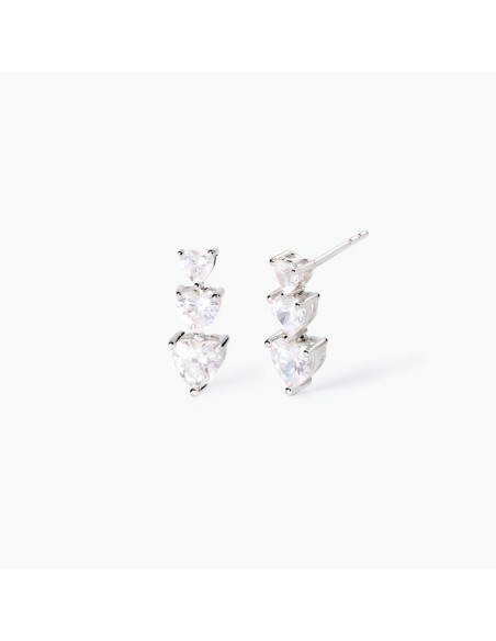 Pendientes de plata 925 con circonita en forma de corazón - Mabina Gioielli