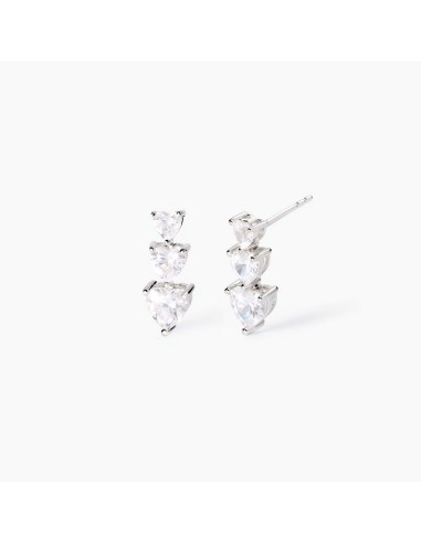 Pendientes de plata 925 con circonita en forma de corazón - Mabina Gioielli